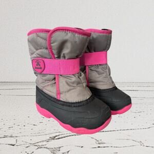 Kamik Snowbug 5 Waterproof Winter Snow Boots Preschool Toddler Size 10 Gray/Pink